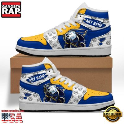 NHL St. Louis Blues Team Mascot New Design Custom Name Air Jordan 1 Shoes