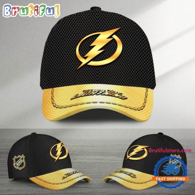 NHL Tampa Bay Lightning Black And Gold Design Cap Hats