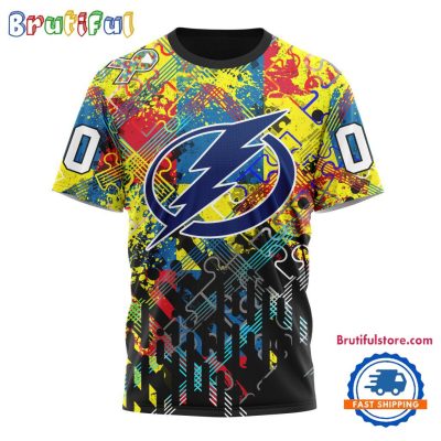 NHL Tampa Bay Lightning Hockey Logo Team Autism Awareness Design TShirt, Sweatshirt, Hoodie