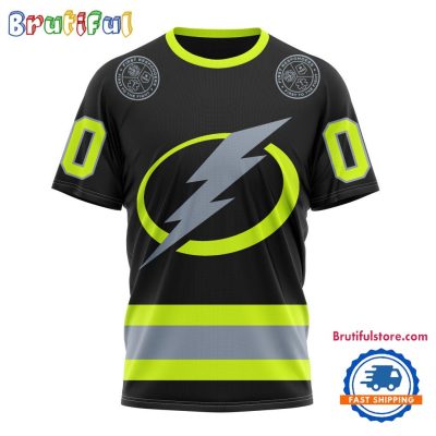 NHL Tampa Bay Lightning Specialized FireFighter Uniforms Color Design T Shirt