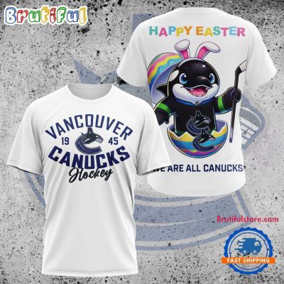 NHL Vancouver Canucks Hockey Team Mascot Design Happy Easter Day T Shirt