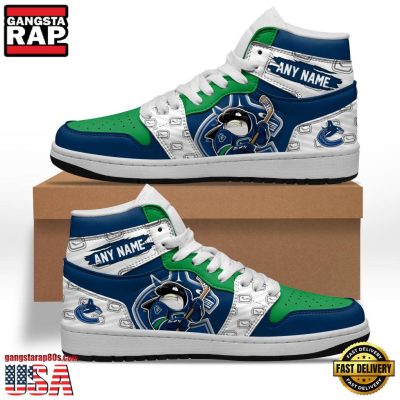 NHL Vancouver Canucks Team Mascot New Design Custom Name Air Jordan 1 Shoes
