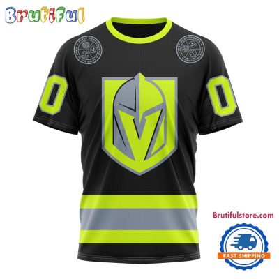 NHL Vegas Golden Knights Specialized FireFighter Uniforms Color Design T Shirt