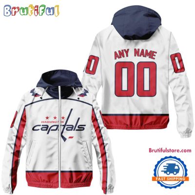 NHL Washington Capitals Away Windbreaker Outdoor Jacket, Personalized Hockey Team Jacket Outfits