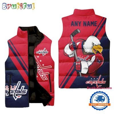 NHL Washington Capitals Custom Name Sleeveless Puffer Jacket, Hockey Team Jacket Fans Gifts