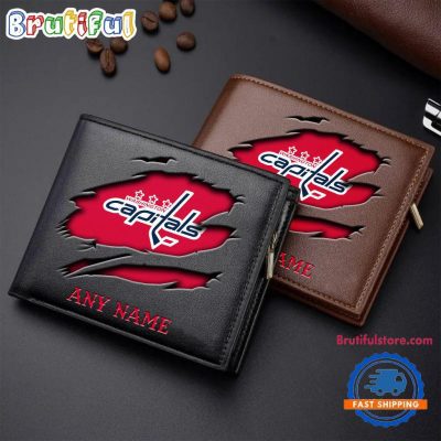 NHL Washington Capitals Custom Name Wallet, Hockey Team Design Men's Wallet