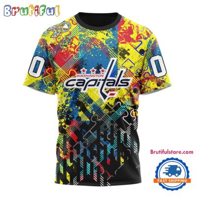 NHL Washington Capitals Hockey Logo Team Autism Awareness Design TShirt, Sweatshirt, Hoodie