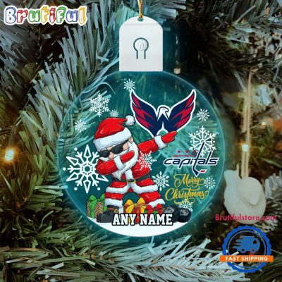 NHL Washington Capitals Personalized Santa Claus Hockey Team Logo Christmas Led Acrylic Ornament