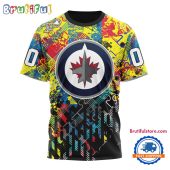 NHL Winnipeg Jets Hockey Logo Team Autism Awareness Design TShirt, Sweatshirt, Hoodie