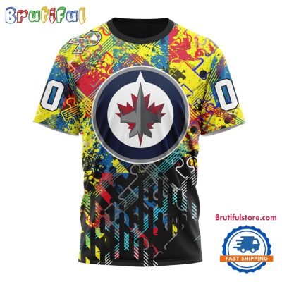NHL Winnipeg Jets Hockey Logo Team Autism Awareness Design TShirt, Sweatshirt, Hoodie
