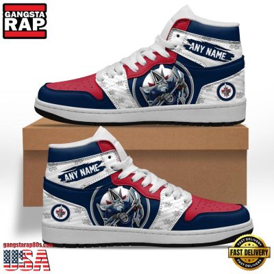 NHL Winnipeg Jets Team Mascot New Design Custom Name Air Jordan 1 Shoes