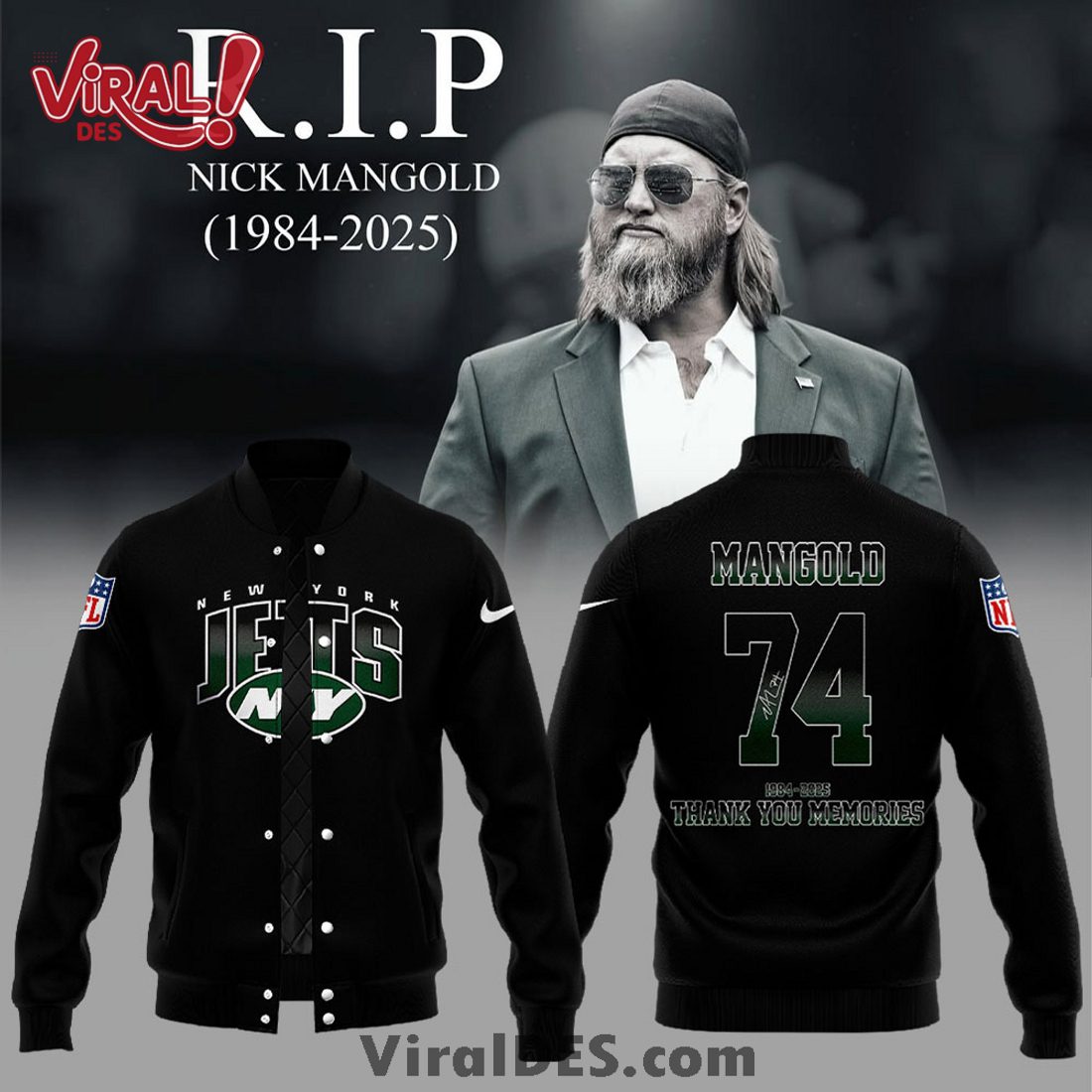 Nick Mangold Thank You Memories 1984 - 2025 Baseball Jacket Nick Mangold Thank You Memories 1984 - 2025 Baseball Jacket