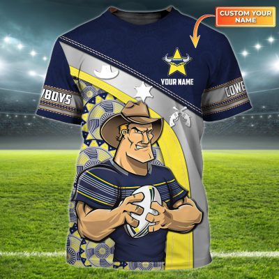 North Queensland Cowboys Personalized Name 3D Tshirt Gift For Nrl Fan Tad 01