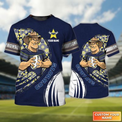 North Queensland Cowboys Personalized Name 3D Tshirt Gift For Nrl Fan Tad 03