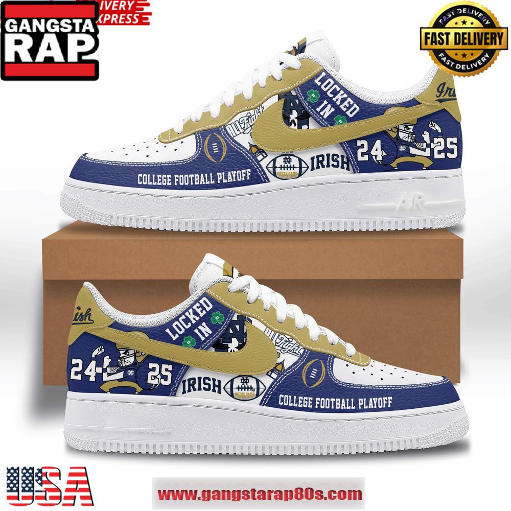 Notre Dame Fighting Irish College Football Playoff 2024-25 Air Force 1 Shoes Running Sneakers Notre Dame Fighting Irish College Football Playoff 2024-25 Air Force 1 Shoes Running Sneakers
