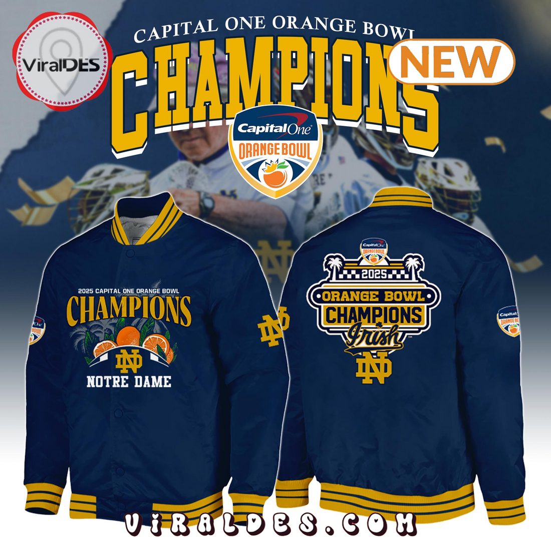 Notre Dame Fighting Irish Orange Bowl Champions Baseball Jacket Notre Dame Fighting Irish Orange Bowl Champions Baseball Jacket