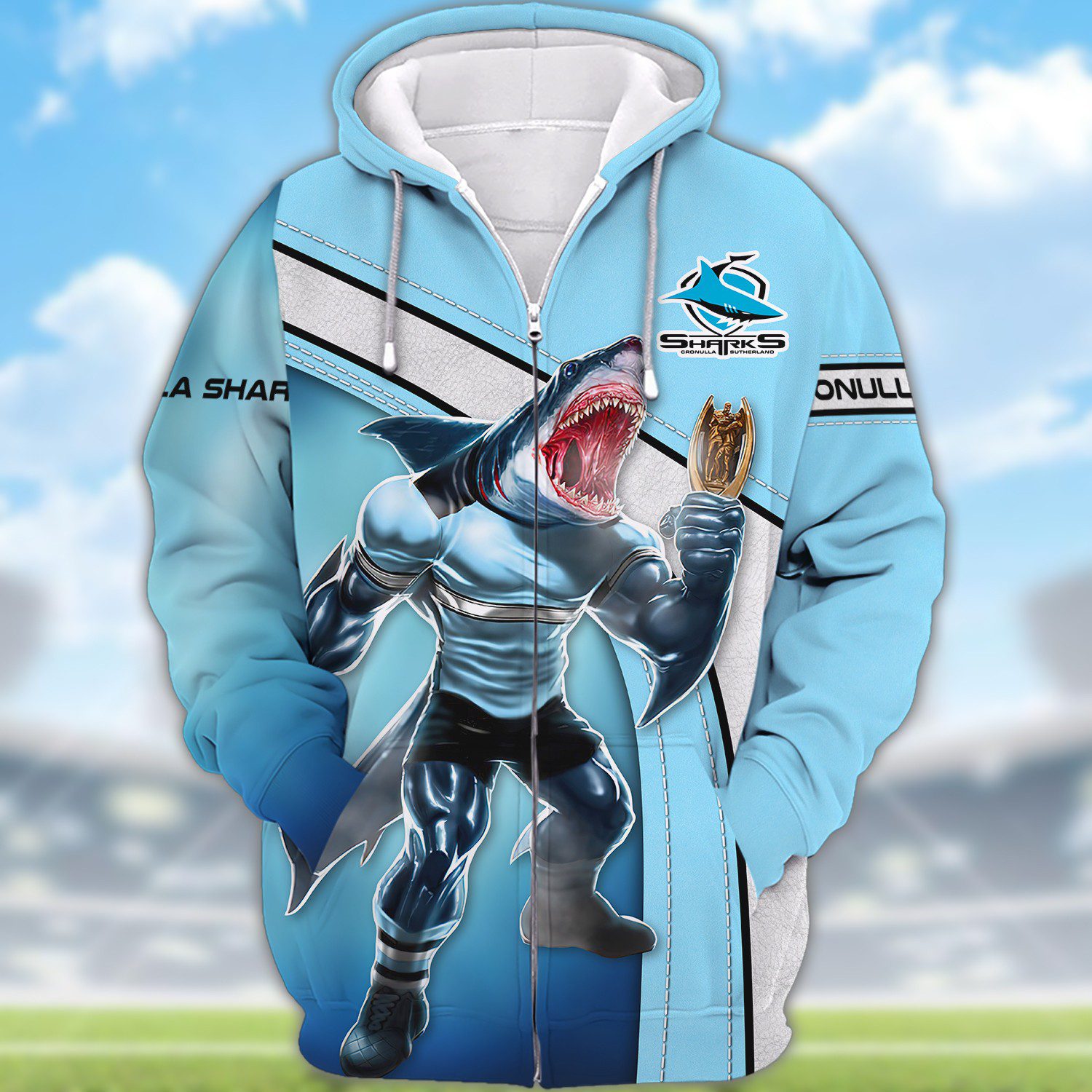 NRL Cronulla Sharks 3D Hoodie/ZIP/Tee/Polo/Hawaii/Bomber/Sweater NRL Cronulla Sharks 3D Hoodie/ZIP/Tee/Polo/Hawaii/Bomber/Sweater