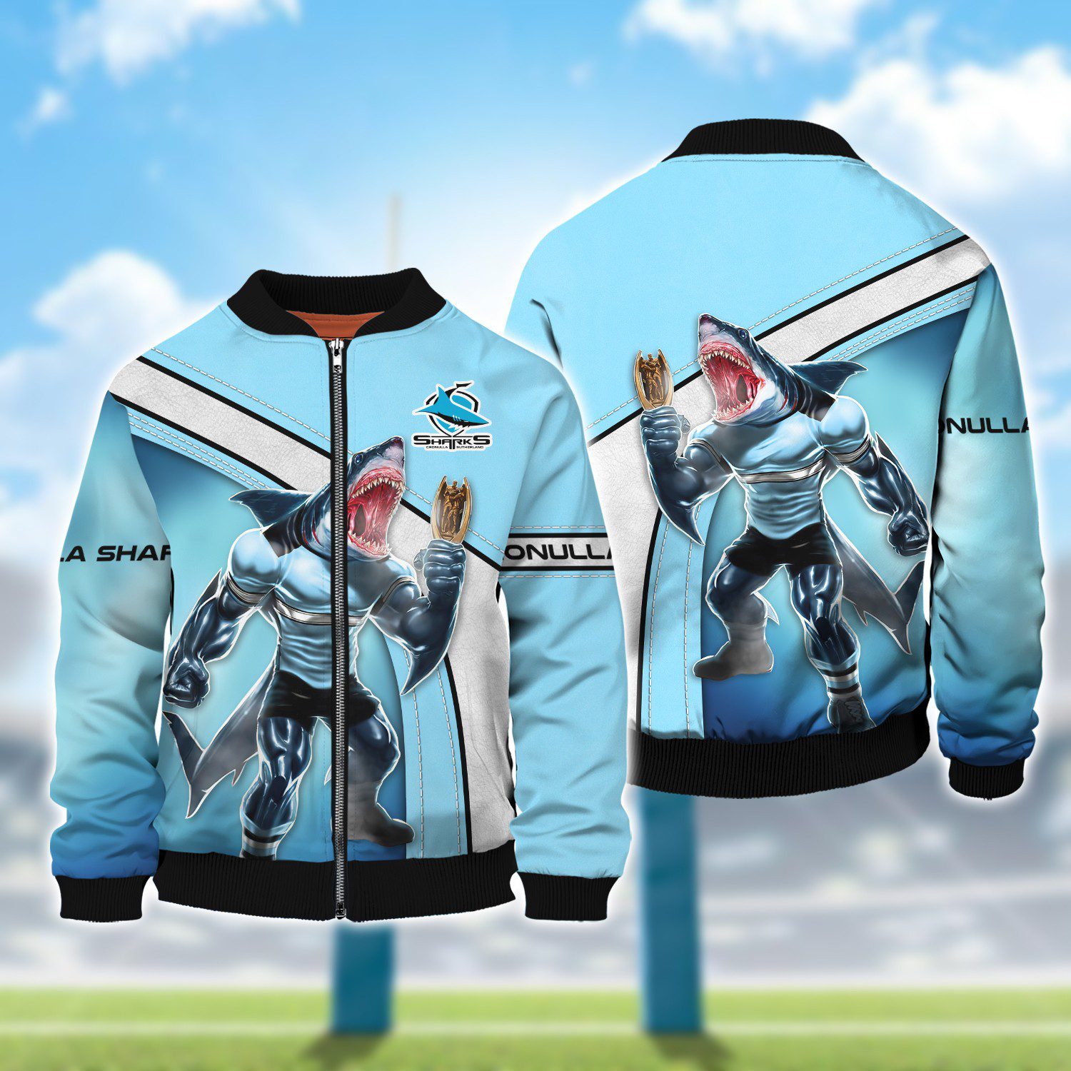 NRL Cronulla Sharks 3D Hoodie/ZIP/Tee/Polo/Hawaii/Bomber/Sweater NRL Cronulla Sharks 3D Hoodie/ZIP/Tee/Polo/Hawaii/Bomber/Sweater
