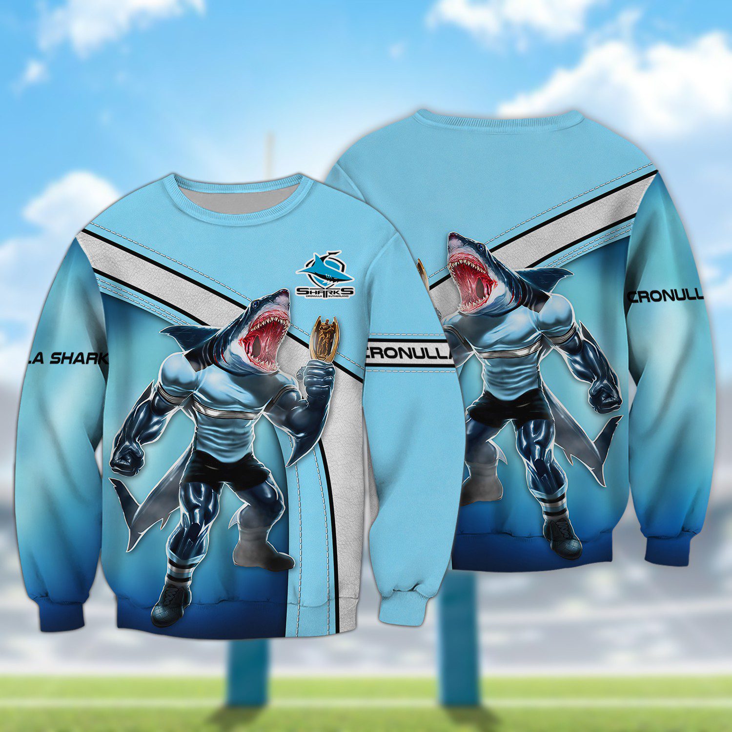 NRL Cronulla Sharks 3D Hoodie/ZIP/Tee/Polo/Hawaii/Bomber/Sweater NRL Cronulla Sharks 3D Hoodie/ZIP/Tee/Polo/Hawaii/Bomber/Sweater