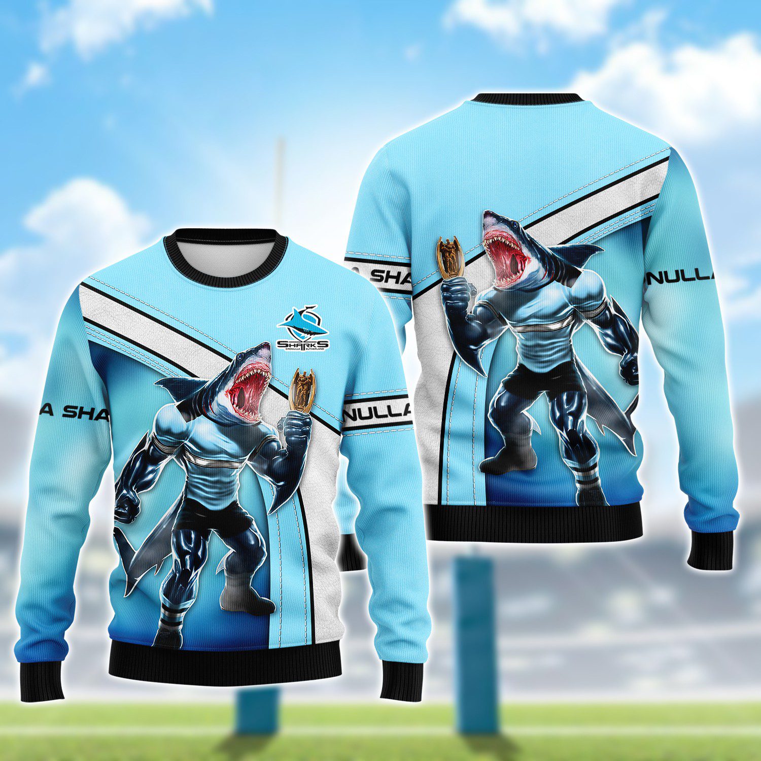 NRL Cronulla Sharks 3D Hoodie/ZIP/Tee/Polo/Hawaii/Bomber/Sweater NRL Cronulla Sharks 3D Hoodie/ZIP/Tee/Polo/Hawaii/Bomber/Sweater