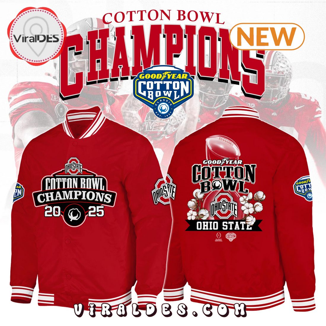 Ohio State NCAA Bowl Champions 2025 Baseball Jacket Ohio State NCAA Bowl Champions 2025 Baseball Jacket