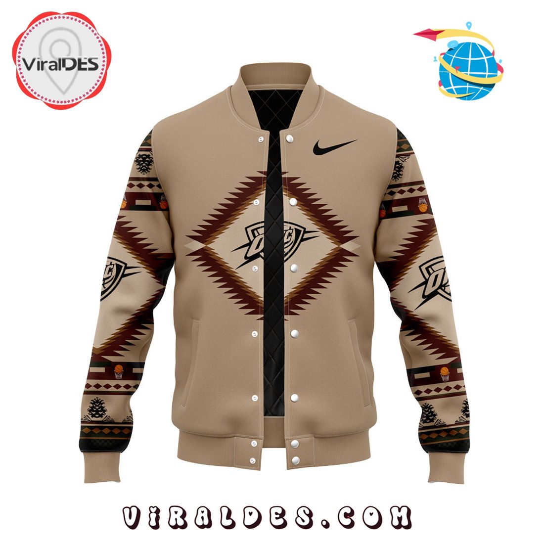 Oklahoma City Thunder Native American Heritage Baseball Jacket Oklahoma City Thunder Native American Heritage Baseball Jacket