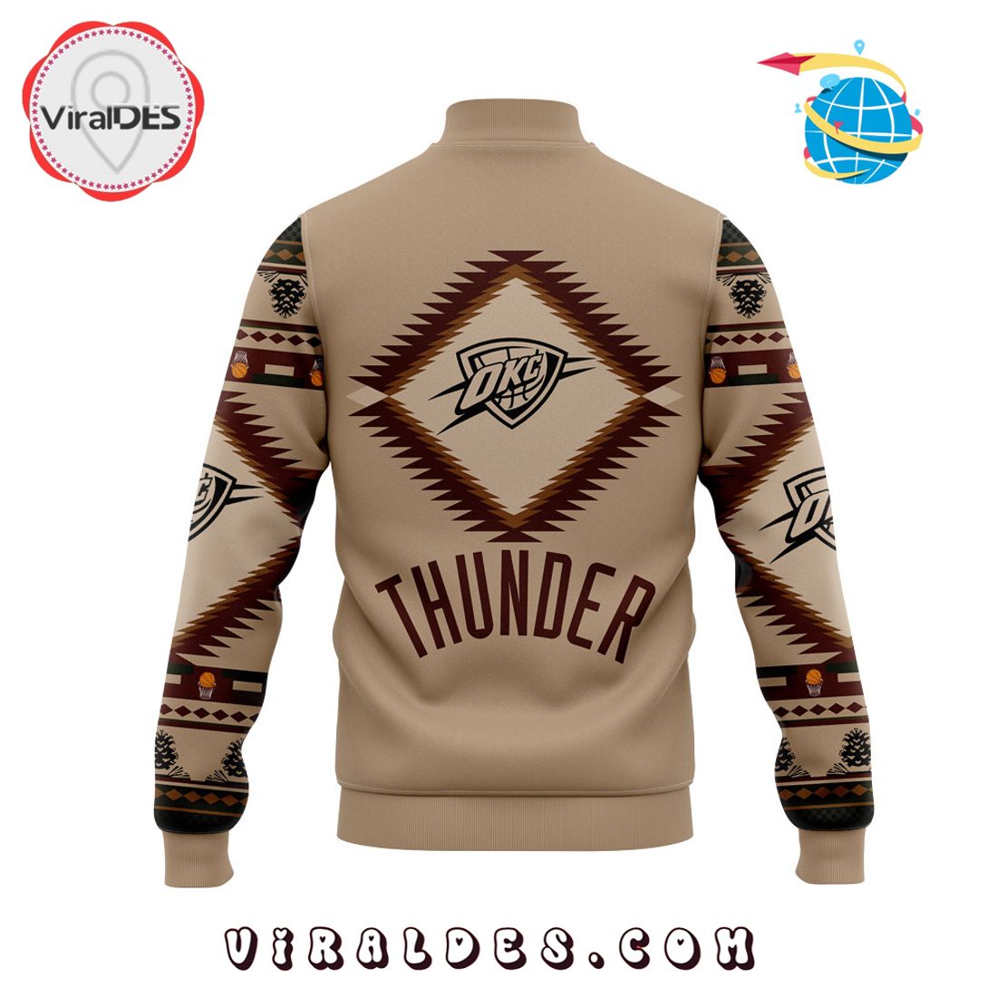 Oklahoma City Thunder Native American Heritage Baseball Jacket Oklahoma City Thunder Native American Heritage Baseball Jacket