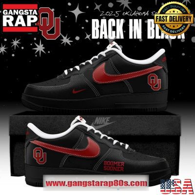Oklahoma Sooners Back in Black Special Air Force 1 Running Sneakers Shoes