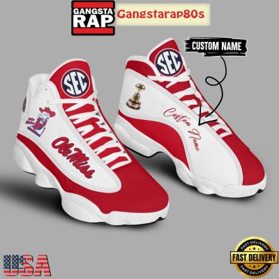 Ole Miss Rebels Football SEC Championship 2024 Custom Name Air Jordan 13 Shoes Running Sneakers