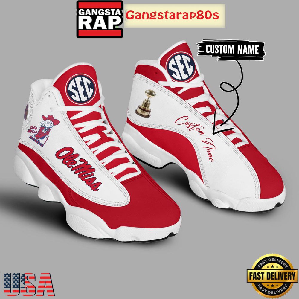 Ole Miss Rebels Football SEC Championship 2024 Custom Name Air Jordan 13 Shoes Running Sneakers Ole Miss Rebels Football SEC Championship 2024 Custom Name Air Jordan 13 Shoes Running Sneakers