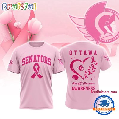 Ottawa Senators 2025 NHL Pink Breast Cancer Awareness All Over Print Shirt