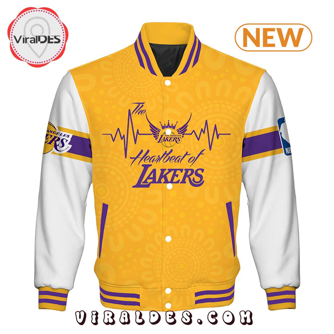Personalized Los Angeles Lakers NBA Yellow Baseball Jacket Personalized Los Angeles Lakers NBA Yellow Baseball Jacket