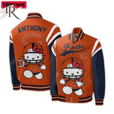 Personalized NFL Chicago Bears Special Hello Kitty Design Baseball Jacket For Fans - Limited Edition