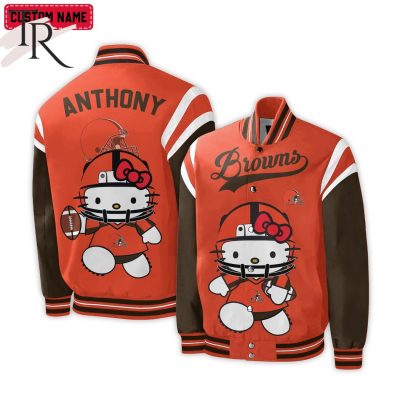 Personalized NFL Cleveland Browns Special Hello Kitty Design Baseball Jacket For Fans - Limited Edition