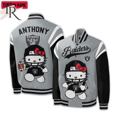Personalized NFL Las Vegas Raiders Special Hello Kitty Design Baseball Jacket For Fans - Limited Edition