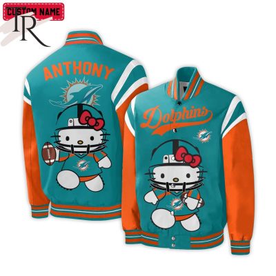 Personalized NFL Miami Dolphins Special Hello Kitty Design Baseball Jacket For Fans - Limited Edition