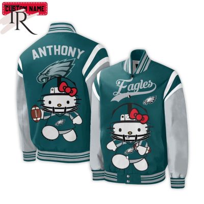 Personalized NFL Philadelphia Eagles Special Hello Kitty Design Baseball Jacket For Fans - Limited Edition