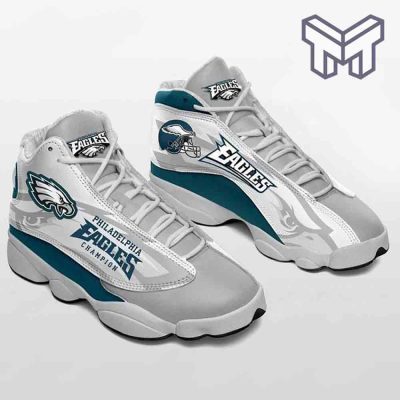 Philadelphia Eagles Air Jordan 13,Nfl Big Logo Football Team White Black J13 Shoes