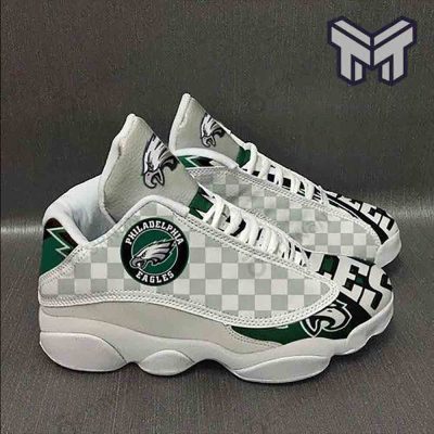 Philadelphia Eagles Air Jordan 13,Nfl Football Teams Checkerboard White Black J13 Shoes Mr02