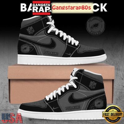 Philadelphia Eagles Back In Black Custom Name Air Jordan 1 Sneakers Shoes