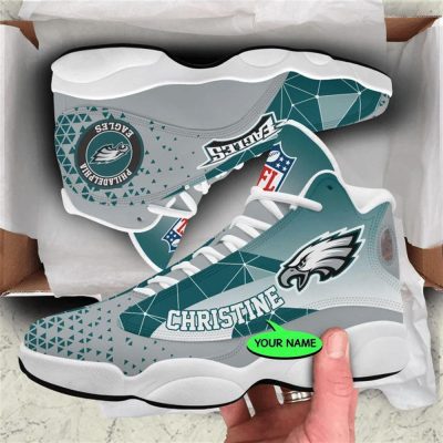 Philadelphia Eagles NFL Custom Name Retro Jordan 13 Shoes