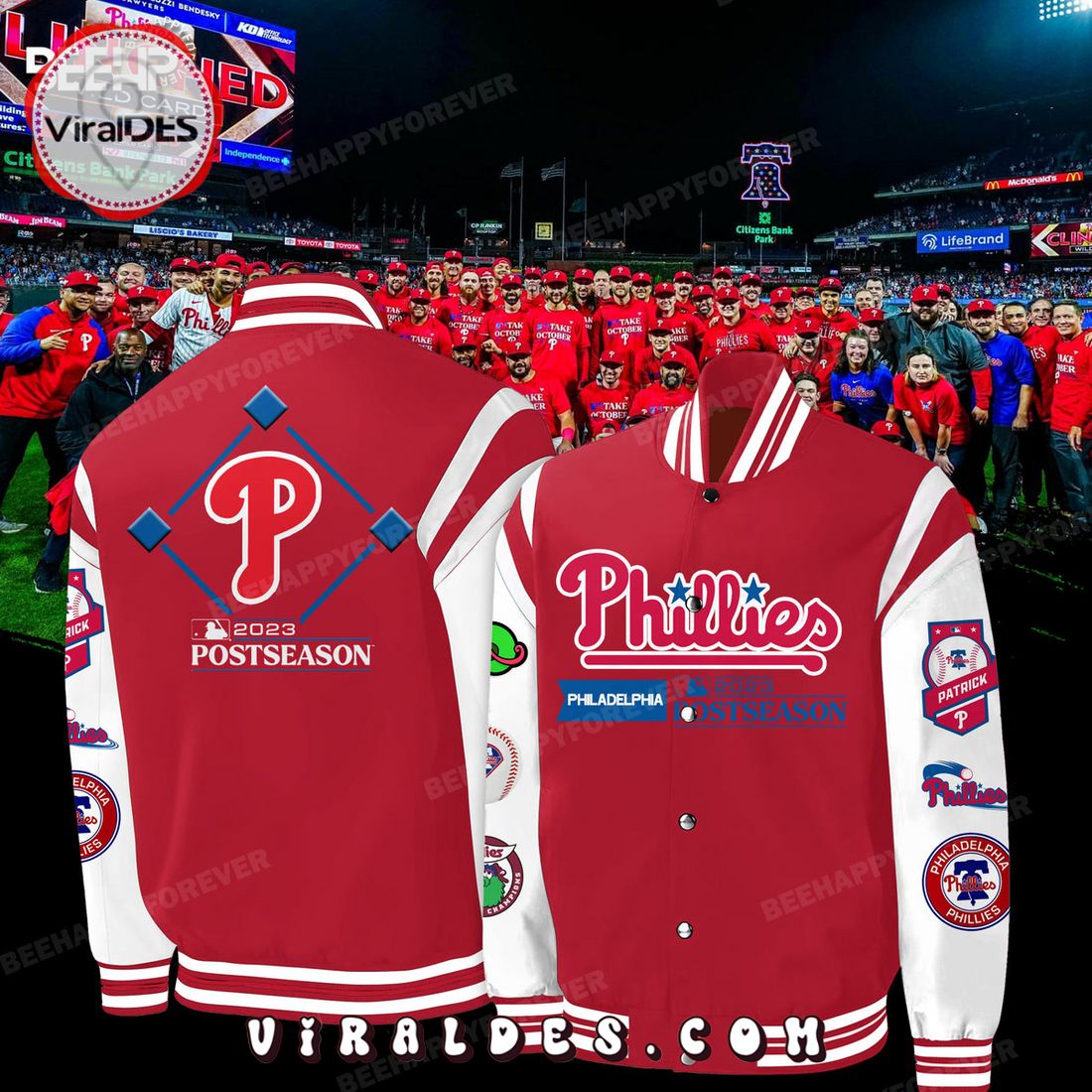 Philadelphia Phillies 2023 Postseason White Baseball Jacket Philadelphia Phillies 2023 Postseason White Baseball Jacket