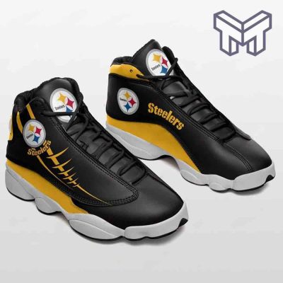 Pittsburgh Steelers Air Jordan 13,White Black J13 Shoes Gift For Fans, Pittsburgh Steelers Logo On The Shoes Type01