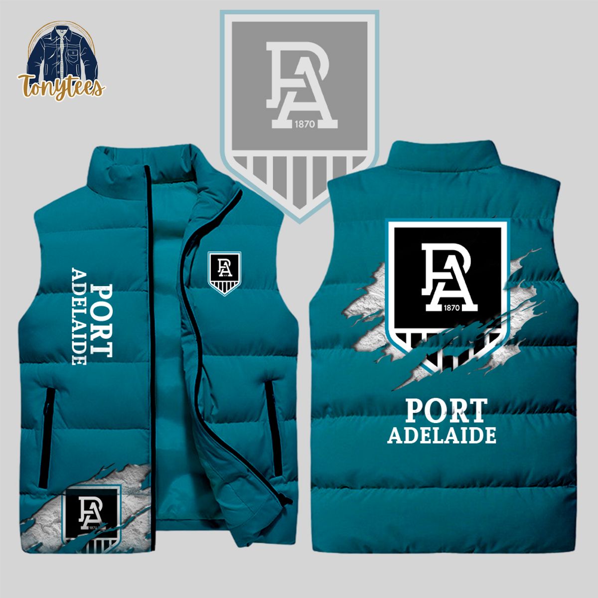 Port Adelaide Football Club AFL Sleeveless Jacket Port Adelaide Football Club AFL Sleeveless Jacket