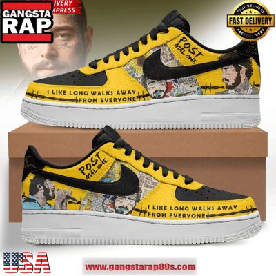 Post Malone ?I Like Long Walks Away From Everyone? New Edition Air Force 1 Sneakers Shoes