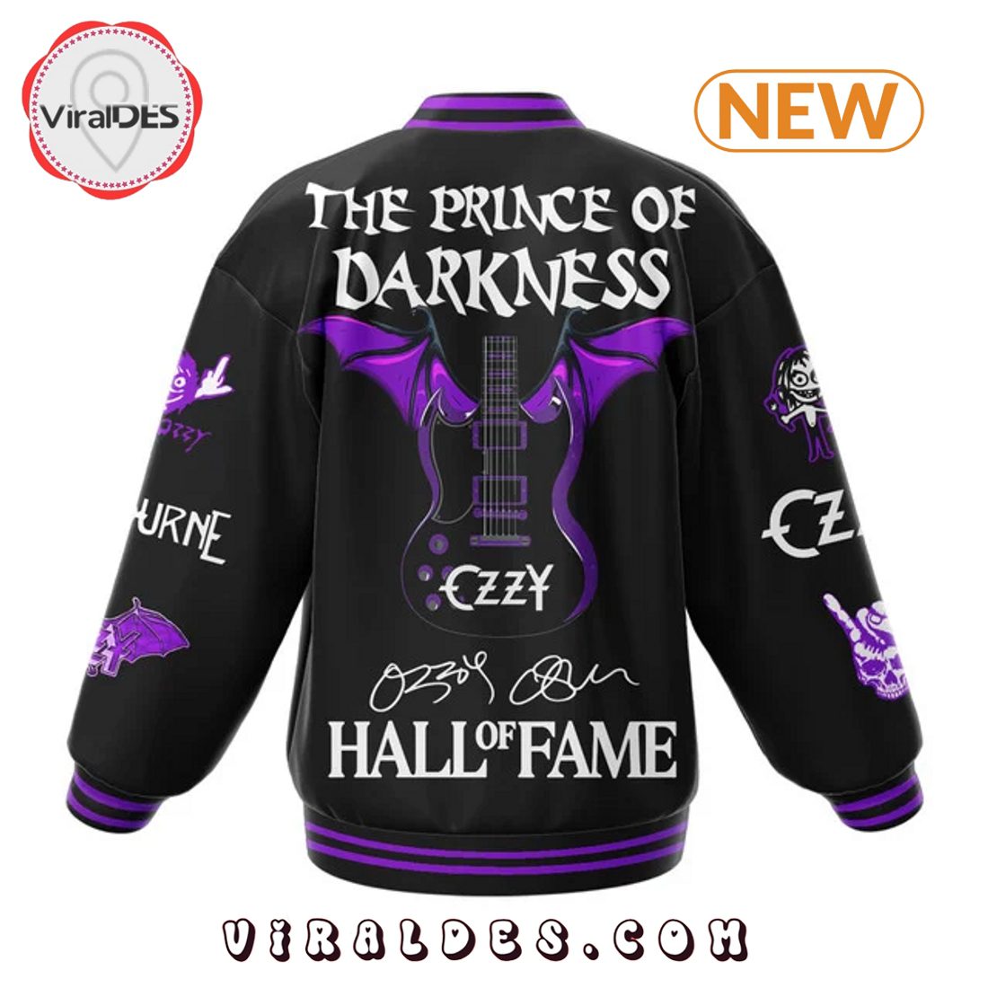 Prince of Darkness Ozzy Osbourne Signatures Baseball Jacket Prince of Darkness Ozzy Osbourne Signatures Baseball Jacket