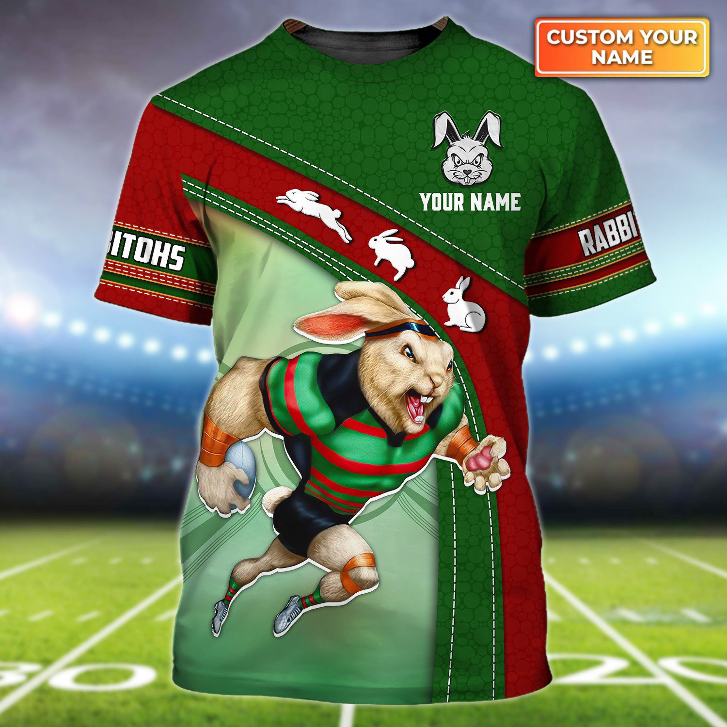 Rabbitohs Fans Personalized Name 3D Tshirt 2323 Rabbitohs Fans Personalized Name 3D Tshirt 2323