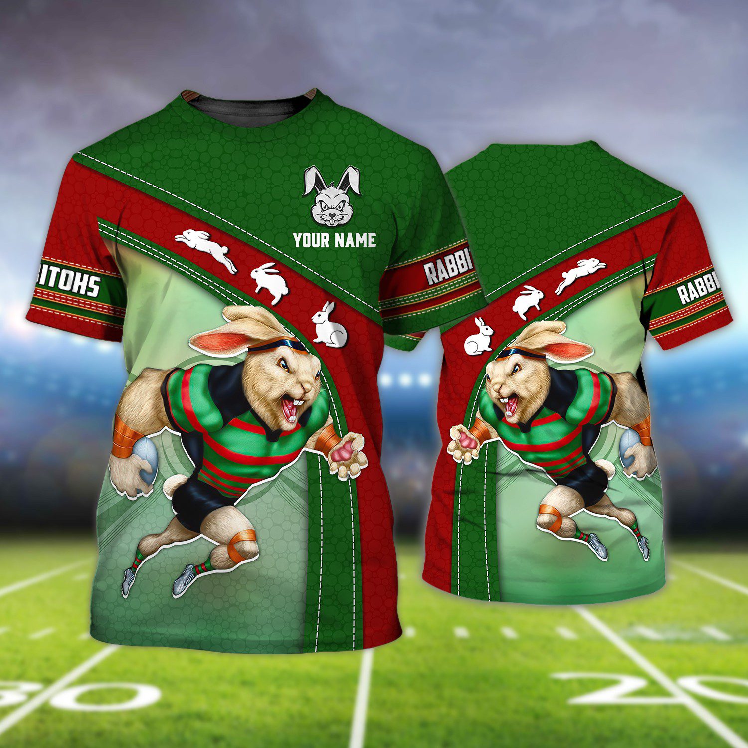 Rabbitohs Fans Personalized Name 3D Tshirt 2323 Rabbitohs Fans Personalized Name 3D Tshirt 2323