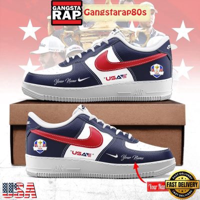 Ryder Cup USA 2025 Navy Custom Air Force 1 Shoes Running Sneakers