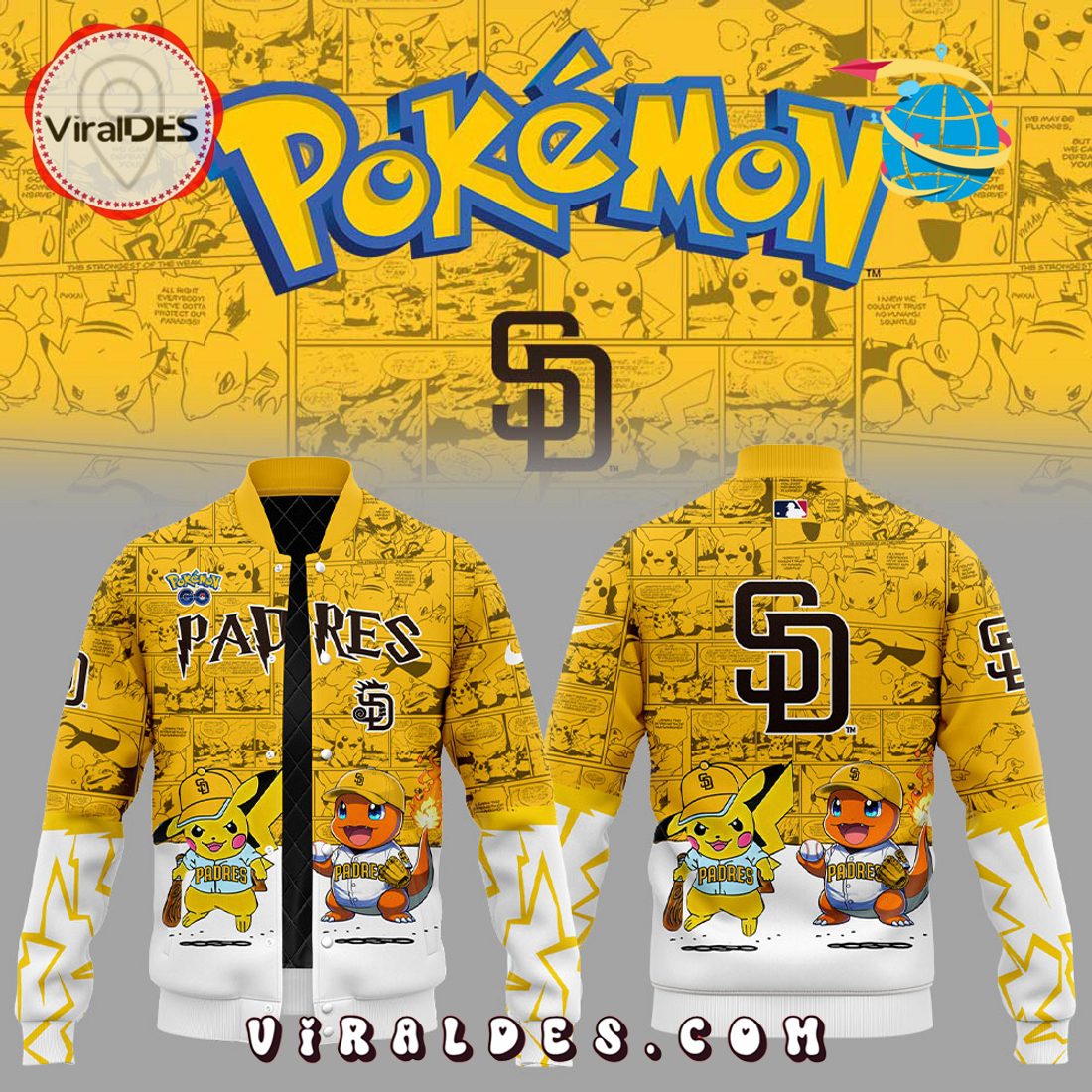 San Diego Padres x Pok?mon GO Baseball Jacket San Diego Padres x Pok?mon GO Baseball Jacket